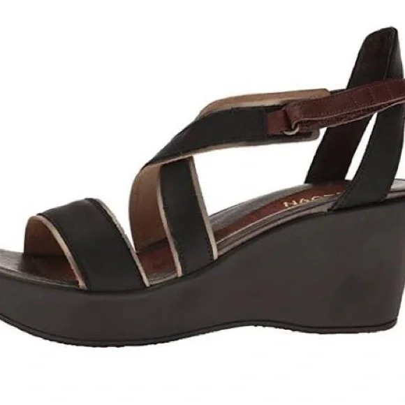 ✨NWOT Naot Gesture Wedge Sandals Women’s Leather 3” Heel Sz 39 US 8 - Picture 3 of 10